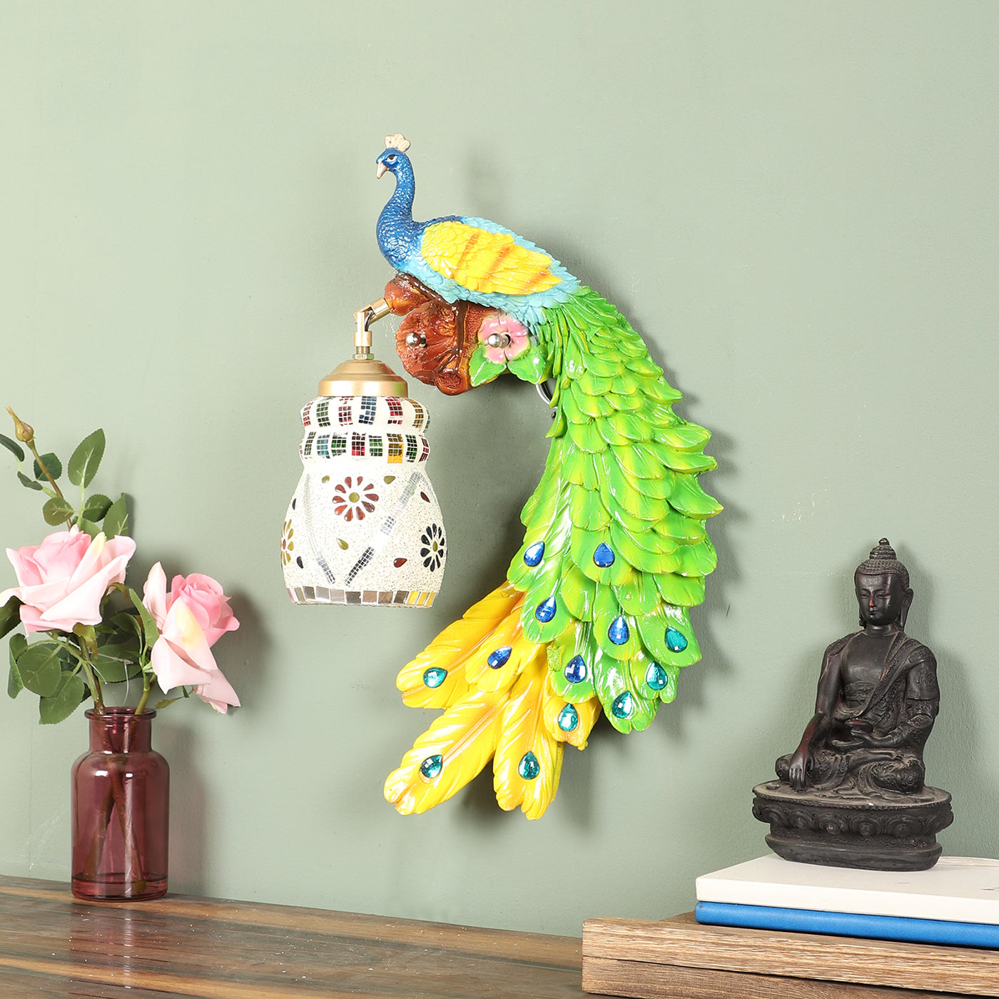 Multi Fiber Wall Light - PEACOCK-SINGLE - Included Bulb