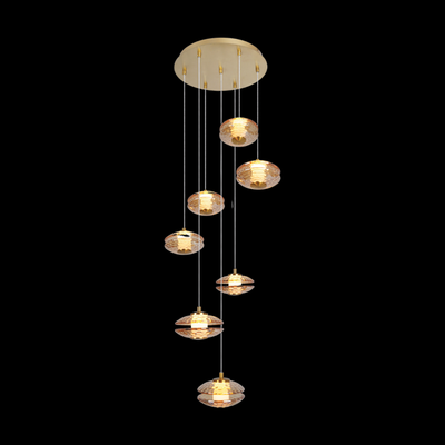 JS-SBL PS-10-269 Amber Double Height Chandeliers