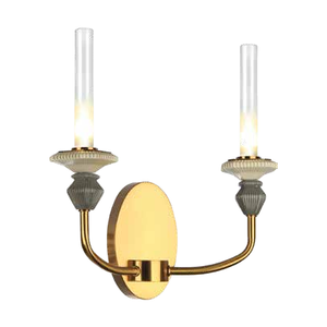 JS-SBL PS-10-276 Brass & Grey & Beige Candle Arm Wall Light