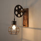 wooden Metal Wall Light - PULLY-WALL-1W - Included Bulb