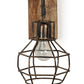 wooden Metal Wall Light - PULLY-WALL-1W - Included Bulb