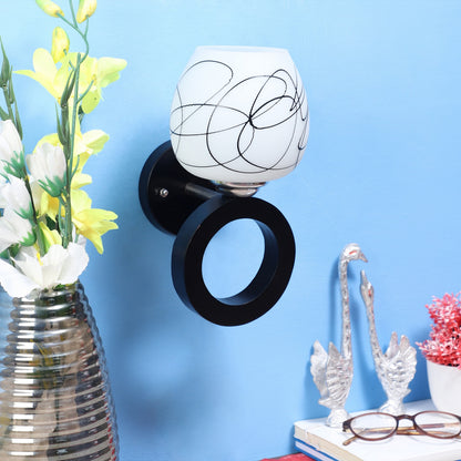 Black Metal Wall Light - RING-WALL-1W - Included Bulb