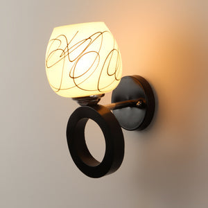 Black Metal Wall Light - RING-WALL-1W - Included Bulb