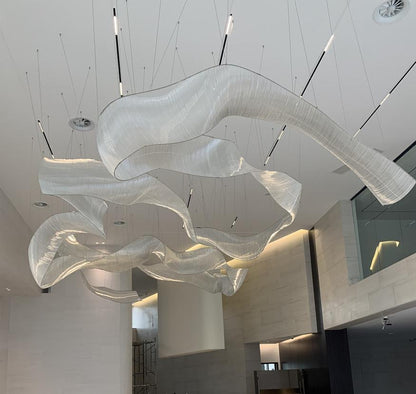 Flowing Ribbon Wave Sculptural Chandelier – A Statement Piece for Modern Lobbies