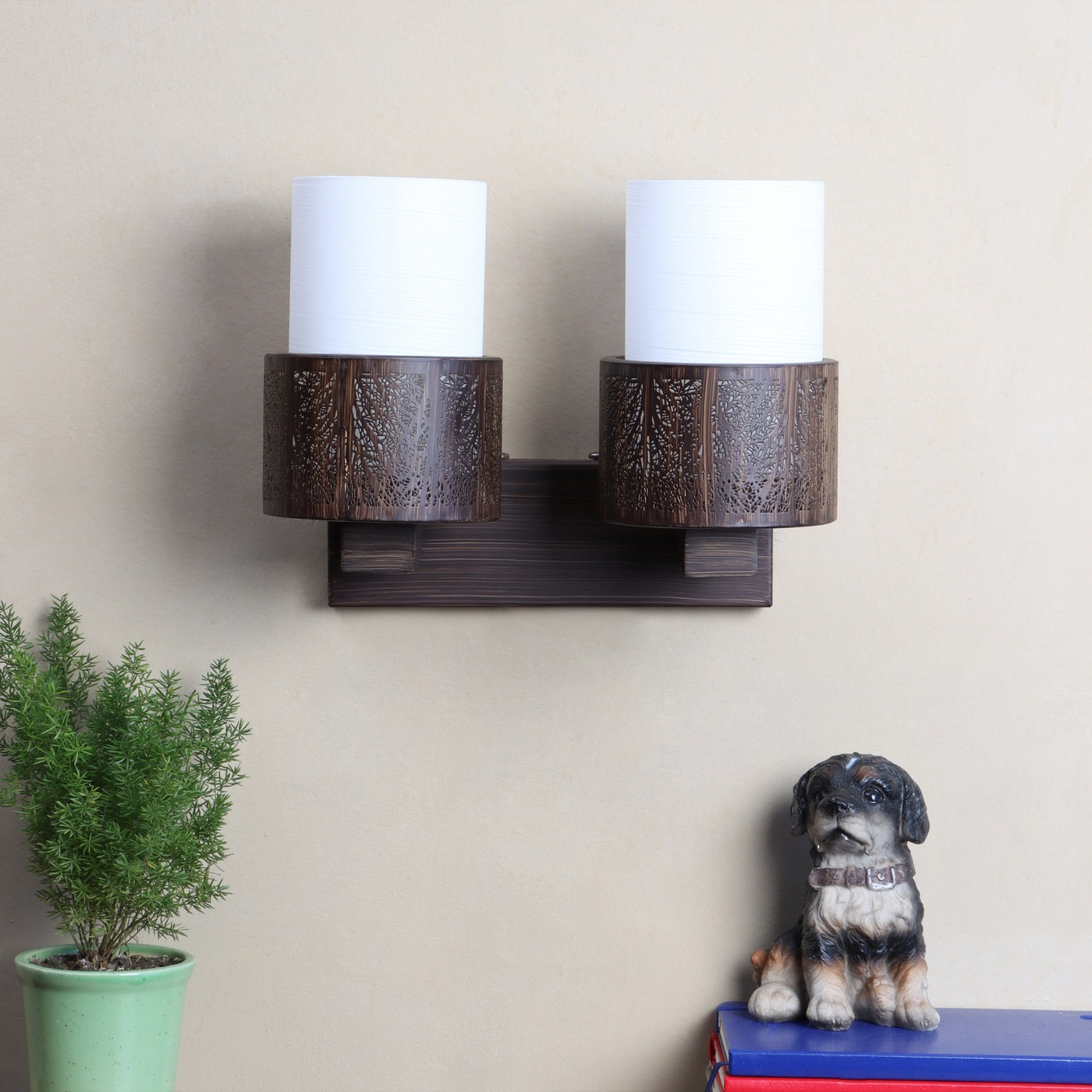Wooden Metal Wall Light - S-155-2W - Included Bulb