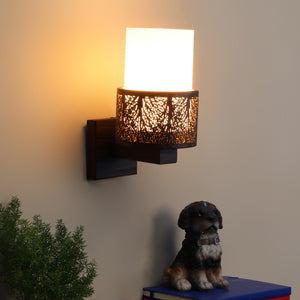 Wooden Metal Wall Light - S-195-1W - Included Bulb