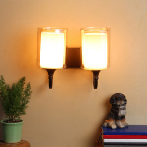 Black Wood Wall Light - S-251-2W - Included Bulb