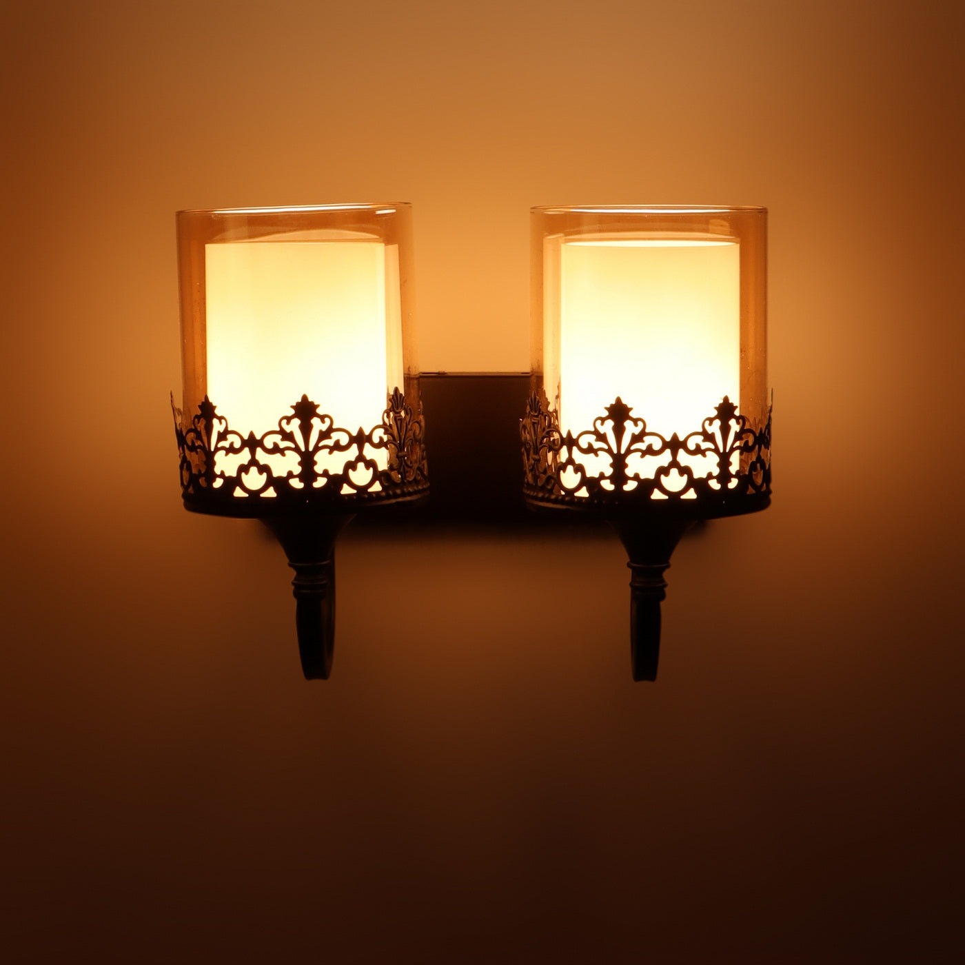 Black Metal Wall Light - S-255-2W - Included Bulb