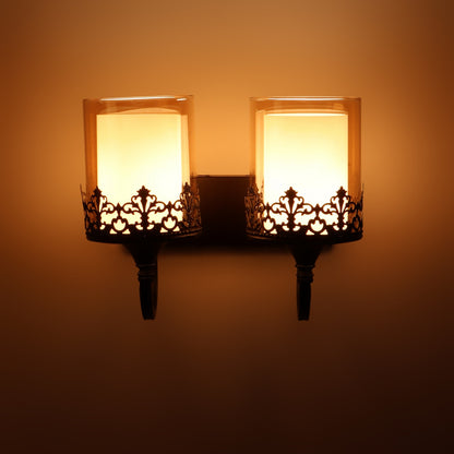 Black Metal Wall Light - S-255-2W - Included Bulb