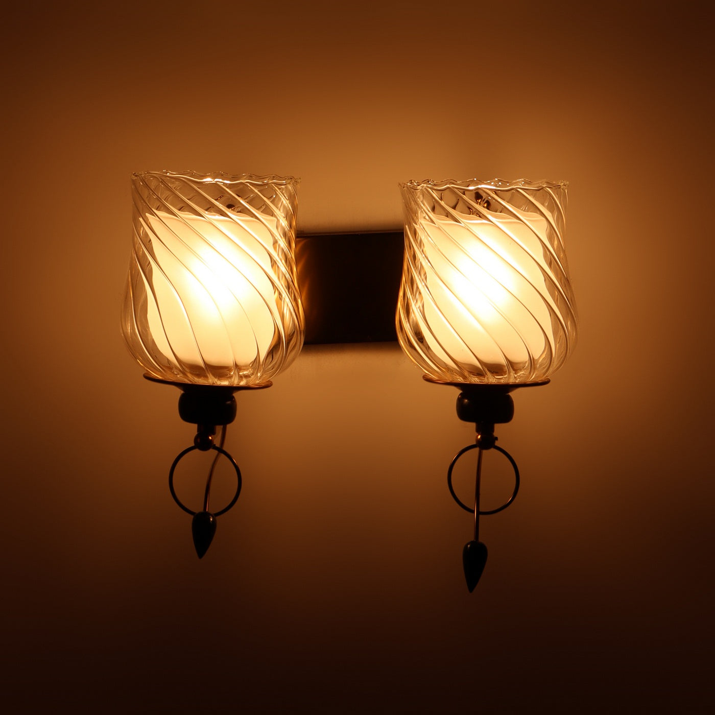 Antique Brass Metal Wall Light - S-287-2W - Included Bulb