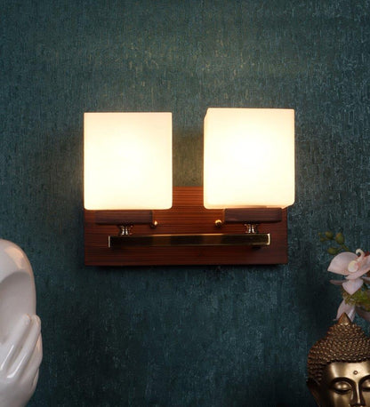 ELIANTE Key Gold and Brown Wood and Iron Wall Light - S-352-2W
