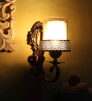 Solis Antique Gold Iron Wall Light  | E27 holder | Included Bulb | Eliante by Jainsons Lights