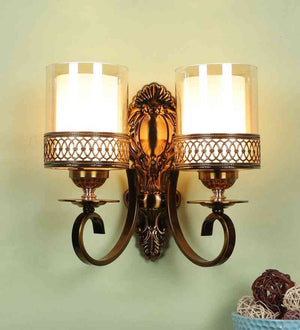 Zyla Antique Gold Iron Wall Light  | E27 holder | Included Bulb | Eliante by Jainsons Lights
