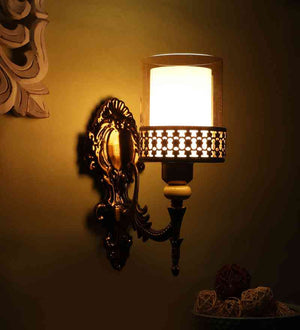 Glimmera Antique Gold Iron Wall Light  | E27 holder | Included Bulb | Eliante by Jainsons Lights