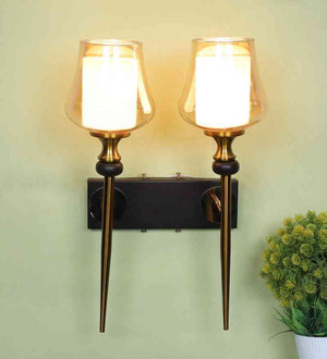Phiora Gold and Brown Iron Wall Light  | E27 holder | Included Bulb | Eliante by Jainsons Lights