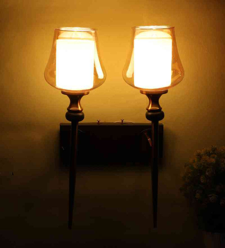 Phiora Gold and Brown Iron Wall Light  | E27 holder | Included Bulb | Eliante by Jainsons Lights