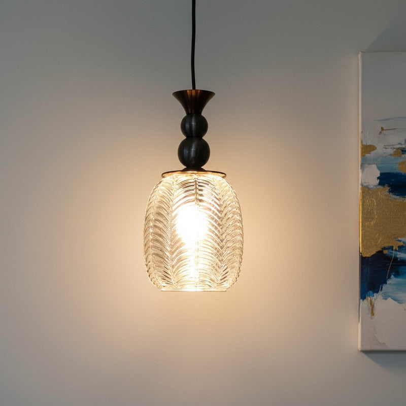 Auris Modern Glass Hanging Light for Living Room & Dining Area | Metal Ceiling Lamp with Elegant Glass Shade | 3 Years Warranty | Free Bulb