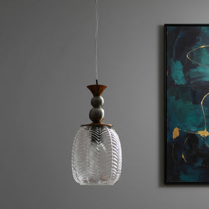 Auris Modern Glass Hanging Light for Living Room & Dining Area | Metal Ceiling Lamp with Elegant Glass Shade | 3 Years Warranty | Free Bulb