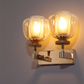 Double Glass Wall Light in Gold Finish | Elegant Twin Wall Lamp for Bedroom & Living Room | 3 Years Warranty | Free Bulb