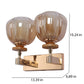 Double Glass Wall Light in Gold Finish | Elegant Twin Wall Lamp for Bedroom & Living Room | 3 Years Warranty | Free Bulb