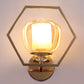 Hexagon Frame Glass Wall Light | Designer Gold Metal Wall Lamp for Bedroom & Dining Room | 3 Years Warranty | Free Bulb
