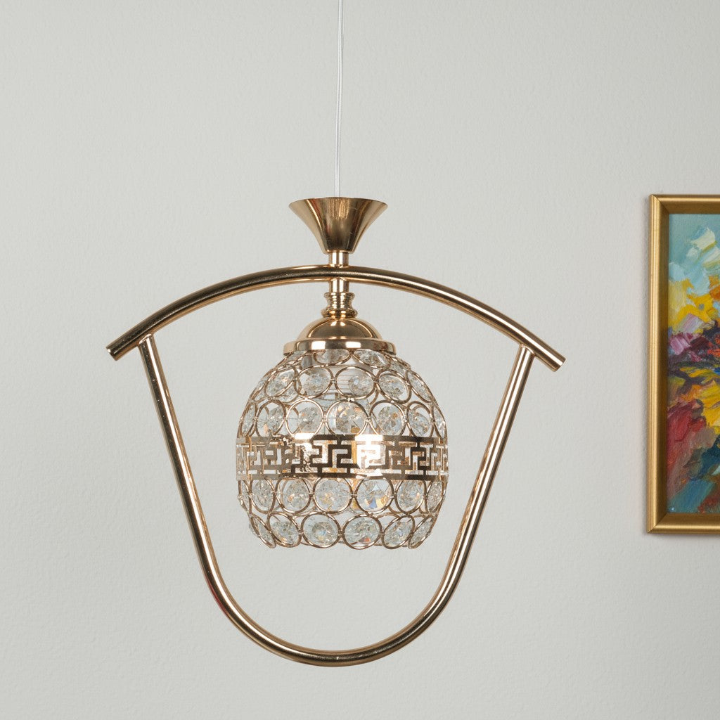 Crystaline Modern Glass Hanging Light for Living Room & Dining Area | Metal Ceiling Lamp with Elegant Glass Shade | 3 Years Warranty | Free Bulb