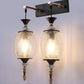 Double Antique Glass Wall Light | Luxury Metal Body Wall Lamp for Bedroom & Hallway | 3 Years Warranty | Free Bulb