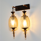 Double Antique Glass Wall Light | Luxury Metal Body Wall Lamp for Bedroom & Hallway | 3 Years Warranty | Free Bulb