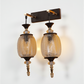 Double Antique Glass Wall Light | Luxury Metal Body Wall Lamp for Bedroom & Hallway | 3 Years Warranty | Free Bulb