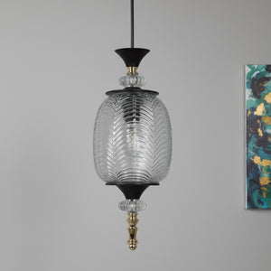 Lunelle Modern Glass Hanging Light for Living Room & Dining Area | Metal Ceiling Lamp with Elegant Glass Shade | 3 Years Warranty | Free Bulb