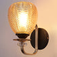 Amber Glass Wall Light with Black & Gold Metal Base | Elegant Bedroom Wall Lamp | 3 Years Warranty | Free Bulb