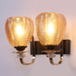 Double Amber Glass Wall Light | Twin Metal Frame Wall Lamp for Bedroom & Living Room | 3 Years Warranty | Free Bulb