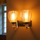Double Amber Glass Wall Light | Twin Metal Frame Wall Lamp for Bedroom & Living Room | 3 Years Warranty | Free Bulb
