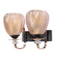 Double Amber Glass Wall Light | Twin Metal Frame Wall Lamp for Bedroom & Living Room | 3 Years Warranty | Free Bulb