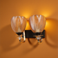 Double Amber Glass Wall Light | Twin Metal Frame Wall Lamp for Bedroom & Living Room | 3 Years Warranty | Free Bulb