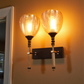 Double Wooden Handle Glass Wall Light | Twin Designer Wall Lamp for Bedroom & Living Room | 3 Years Warranty | Free Bulb