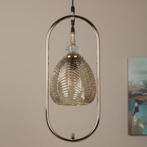 Amberic Modern Glass Hanging Light for Living Room & Dining Area | Metal Ceiling Lamp with Elegant Glass Shade | 3 Years Warranty | Free Bulb