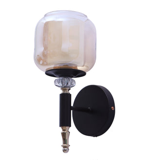 Velora Designer Amber Glass Wall Light | Decorative Metal Wall Lamp for Bedroom & Living Room | 3 Years Warranty | Free Bulb