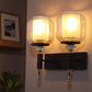 Velora Double Glass Wall Light | Luxury Metal Body Twin Wall Lamp for Living Room & Bedroom | 3 Years Warranty | Free Bulb