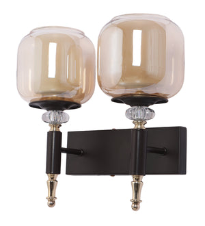 Velora Double Glass Wall Light | Luxury Metal Body Twin Wall Lamp for Living Room & Bedroom | 3 Years Warranty | Free Bulb