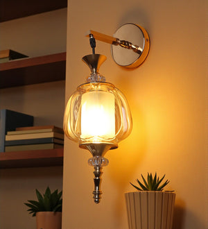 Elara Double Ribbed Glass Wall Light | Designer Twin Wall Lamp for Living Room & Hallway | 3 Years Warranty | Free Bulb