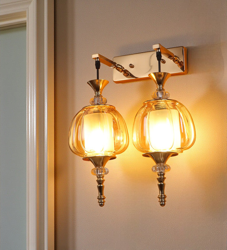 Elara Ribbed Glass Wall Light | Modern Metal Wall Lamp for Bedroom & Living Room | 3 Years Warranty | Free Bulb