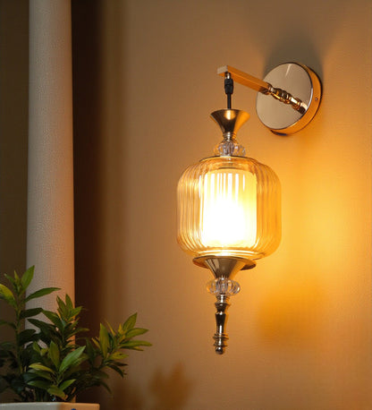 Serenique Long Pendant Glass Wall Light | Gold Metal Wall Lamp for Bedroom & Living Room | 3 Years Warranty | Free Bulb