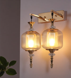 Serenique Twin Pendant Wall Light | Elegant Double Glass Wall Lamp for Living Room & Hallway | 3 Years Warranty | Free Bulb