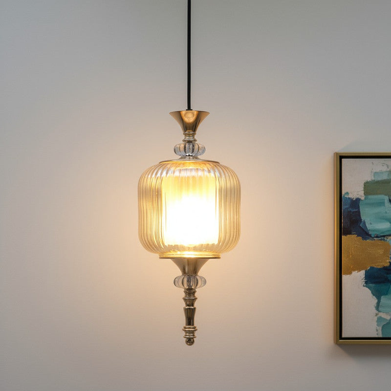 Striara Modern Glass Hanging Light for Living Room & Dining Area | Metal Ceiling Lamp with Elegant Glass Shade | 3 Years Warranty | Free Bulb