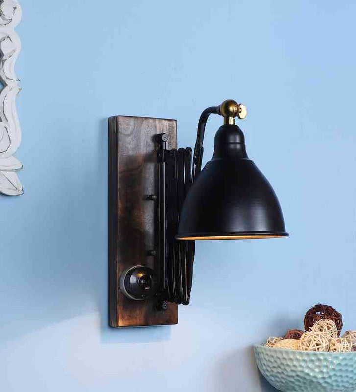 Orlise Brown and Black Wood and Iron Wall Light  | E27 holder | Included Bulb | Eliante by Jainsons Lights