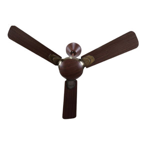 JS-LXR - LUX-V0011-As High Speed Designer Fans Antique Brass Finish 3 Metal Blades Wood Finish Size 1200mm 5 Years Warranty AC Motor