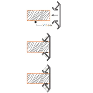 JSAS-Edge Profile Double Sided With Veneer Slot Shelf Edge Alluminium Profile For Strips