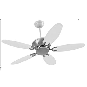 JS-LXR - LUX-V0023-Ce High Speed Modern Designer Fans Chrome Finish 5 Metal Blades White Finish Size 1200mm 5 Years Warranty AC Motor