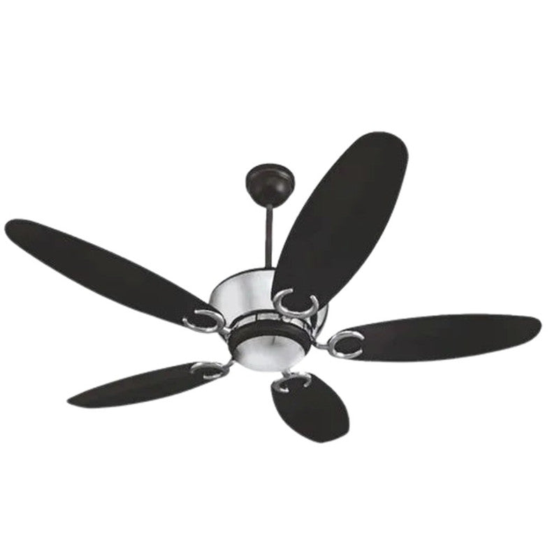 JS-LXR - LUX-V0024-Ce High Speed Modern Designer Fans Chrome Finish 5 Metal Blades Black Finish Size 1200mm 5 Years Warranty AC Motor